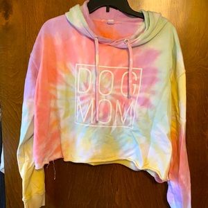 PAWZ COTTON CANDY SIMPLE DOG MOM TIE DYE CROPPED HOODIE